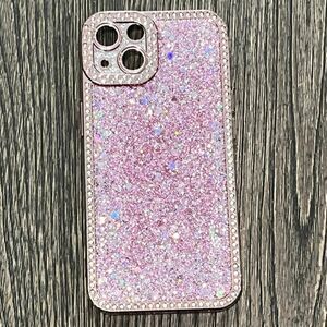 iPhone 13 Phone Case Glitter Bling Sequins Silicone Pink